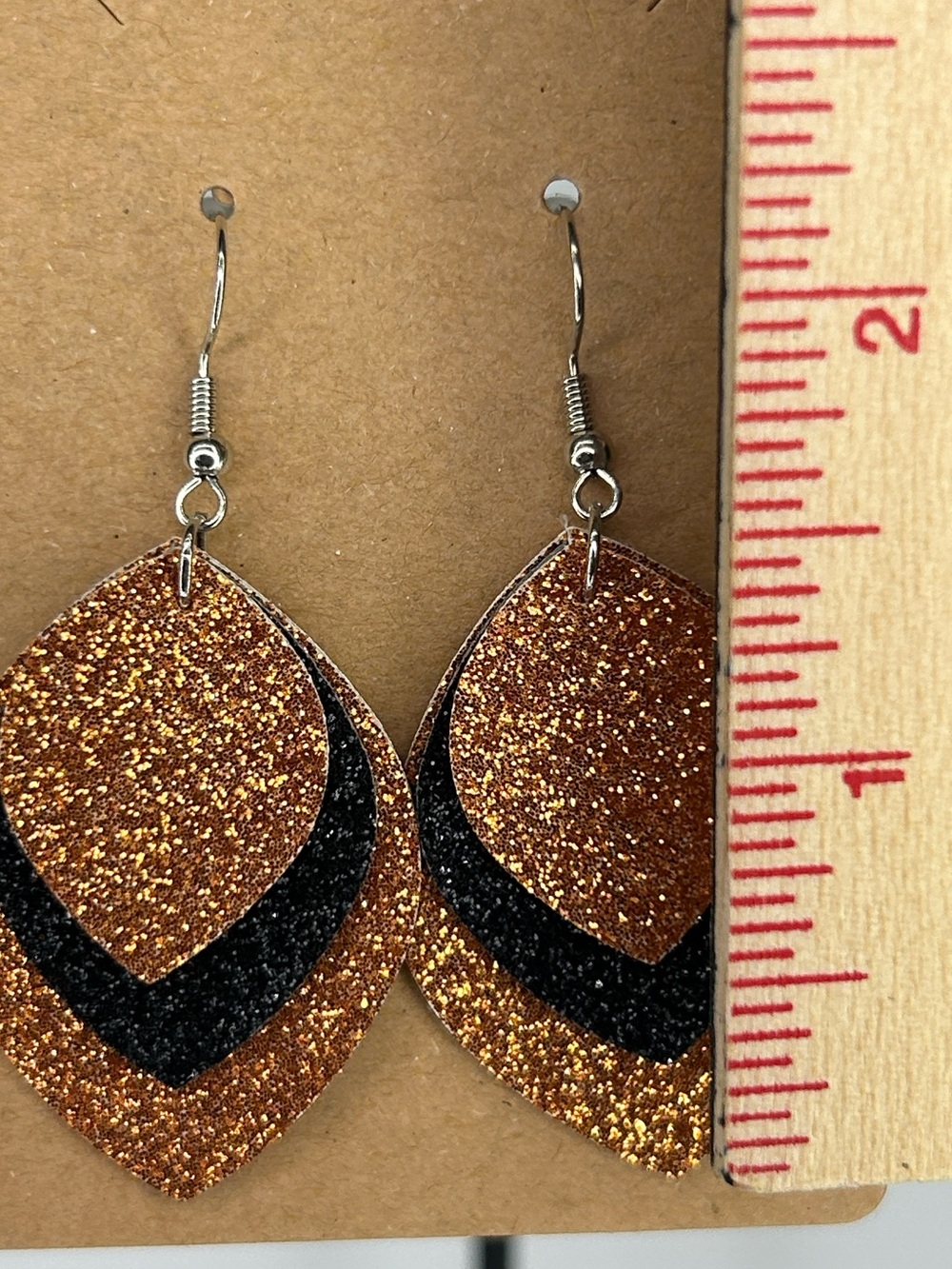*LAST SET*  Faux Leather Earrings Halloween Colors - Picture 3 of 5